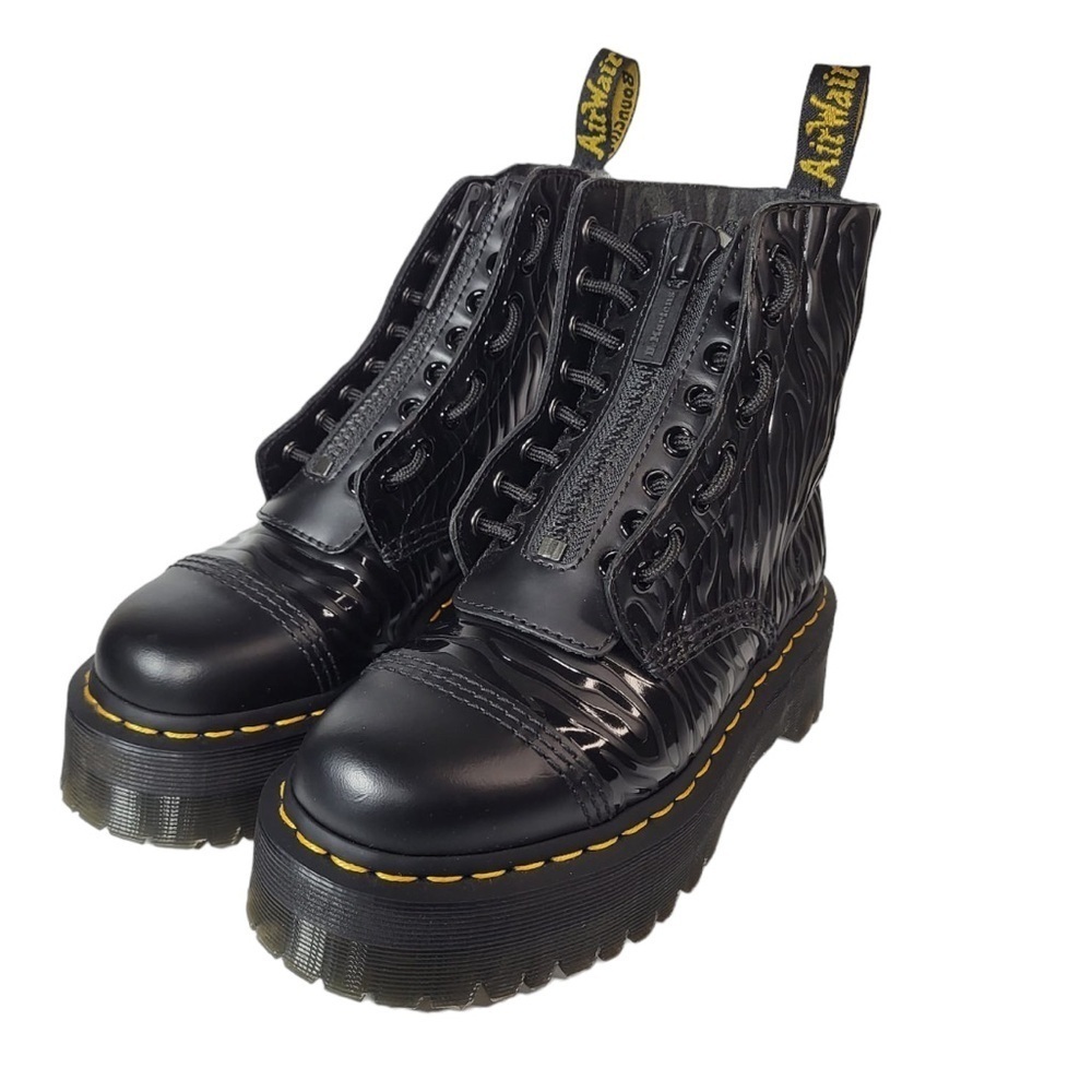 Dr. Martens Sinclair Platform Zebra Embossed Zip Up Lace Closure in Black - Picture 5 of 16